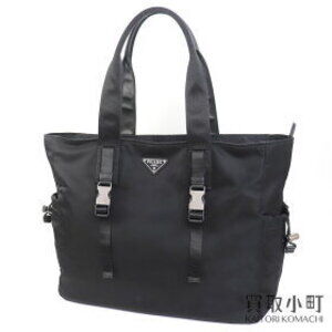Prada Tessuto Triangle Logo Tote Bag Black Shoulder Shopping Nero Black
